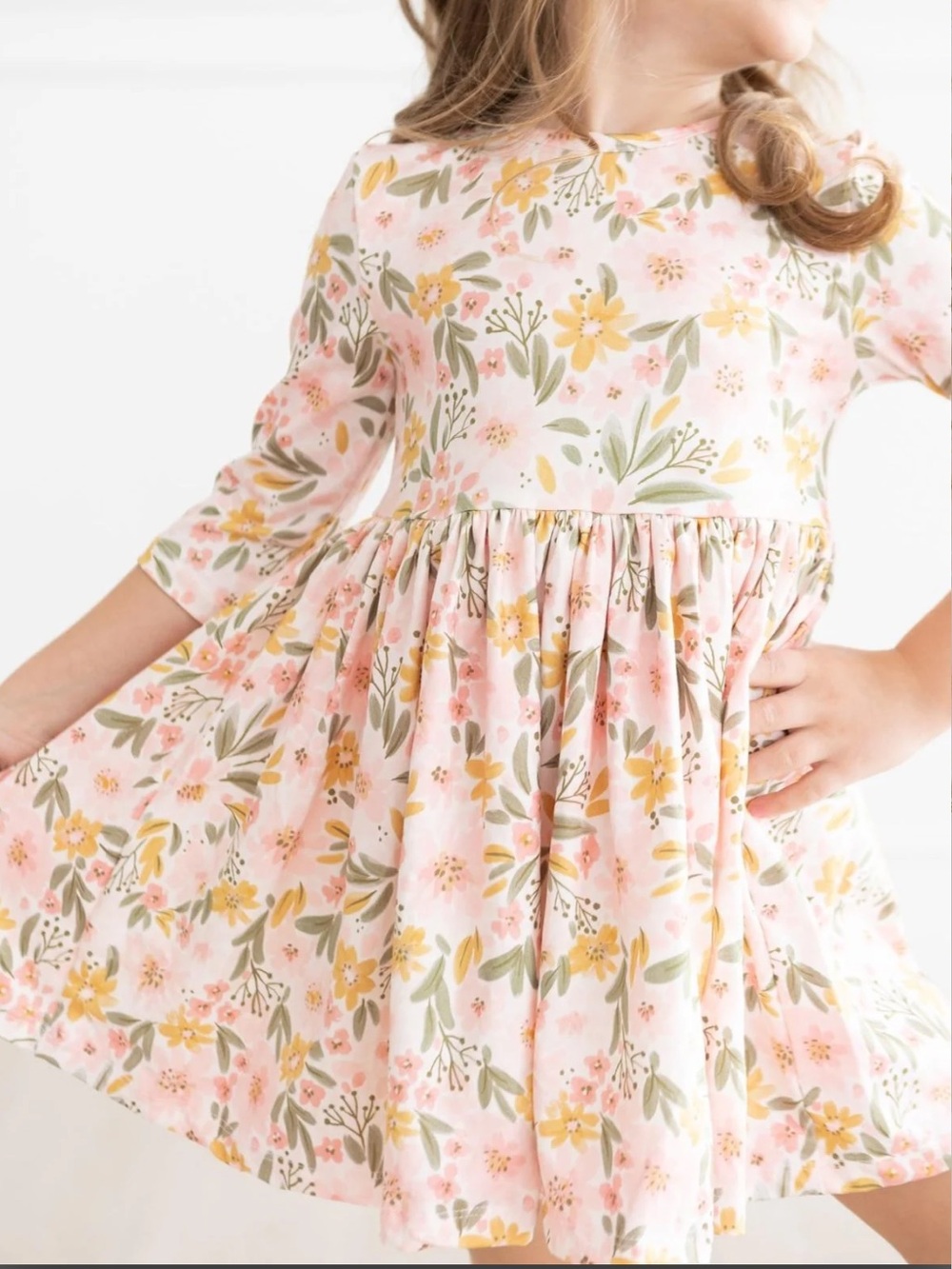 Mila & Rose Pretty Peachy 3/4 Sleeve Pocket Twirl Dress Size 2T